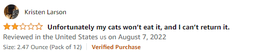 negative customer review of applaws cat food
