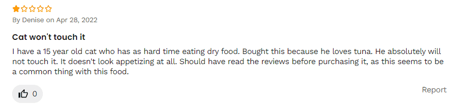Solid Gold Cat Food negative Reviews from customers